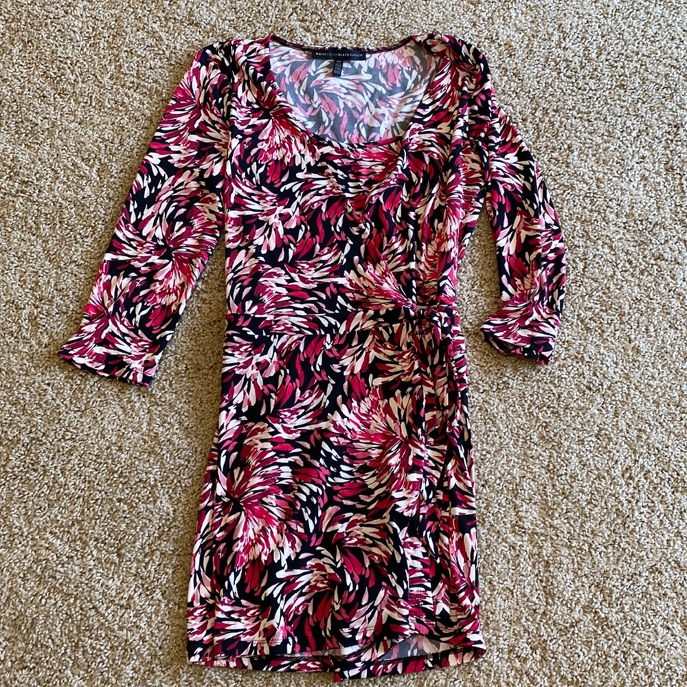 Pink and Black White House Black Market Floral Romper